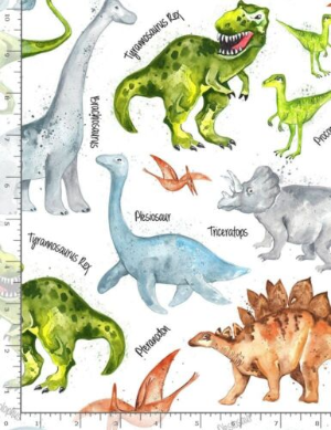 All Over Dinosaur Fabric Dinos & NAMES C7219